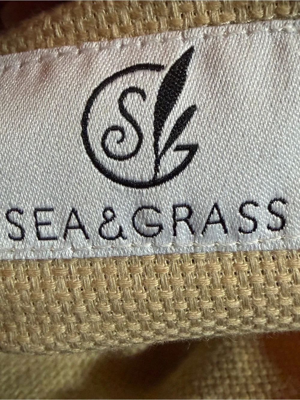 Natural Woven Tote with Brown Leather Handles